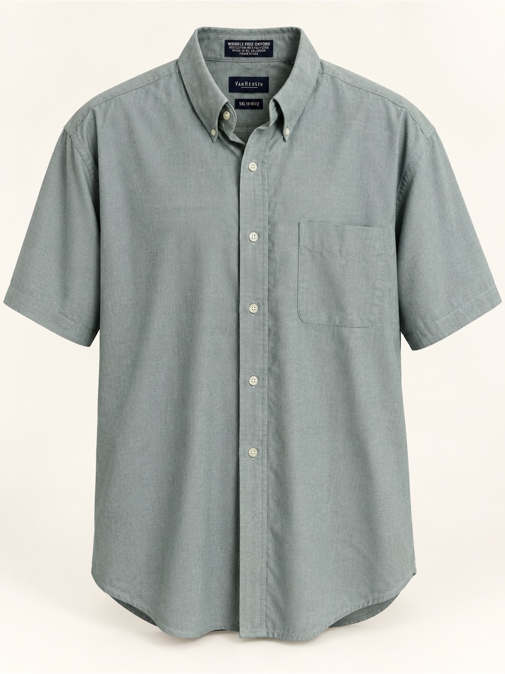 Van Heusen XXL Sage Green Wrinkle-Free Oxford Short-Sleeve Shirt